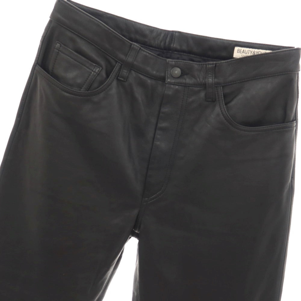 【中古】ビューティアンドユースユナイテッドアローズ BEAUTY&amp;YOUTH UNITED ARROWS 羊革 シープ レザーパンツ ブラック【サイズ32】【 状態ランクA 】【 メンズ 】