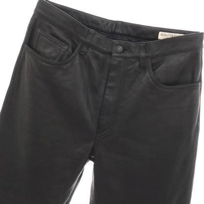 【中古】ビューティアンドユースユナイテッドアローズ BEAUTY&amp;YOUTH UNITED ARROWS 羊革 シープ レザーパンツ ブラック【サイズ32】【 状態ランクA 】【 メンズ 】