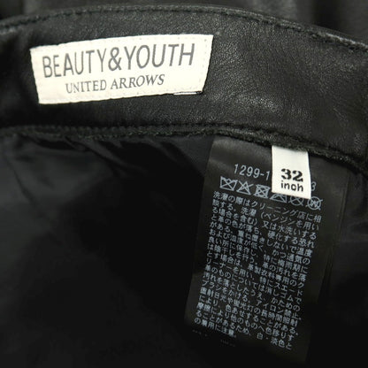 【中古】ビューティアンドユースユナイテッドアローズ BEAUTY&amp;YOUTH UNITED ARROWS 羊革 シープ レザーパンツ ブラック【サイズ32】【 状態ランクA 】【 メンズ 】