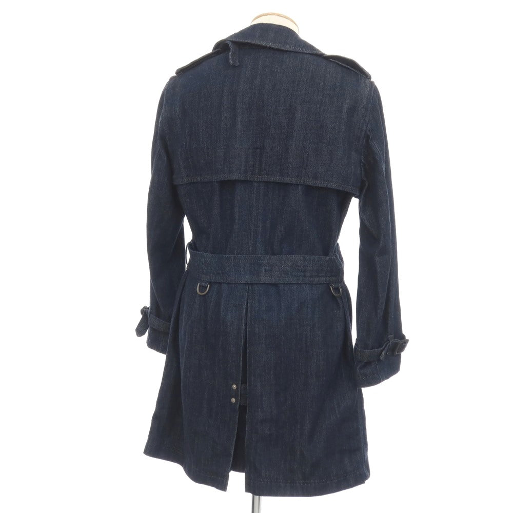 【中古】アクアスキュータム Aquascutum コットン デニム トレンチコート ネイビー【サイズ36】【 状態ランクB 】【 メンズ 】