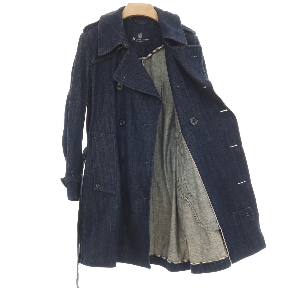 【中古】アクアスキュータム Aquascutum コットン デニム トレンチコート ネイビー【サイズ36】【 状態ランクB 】【 メンズ 】