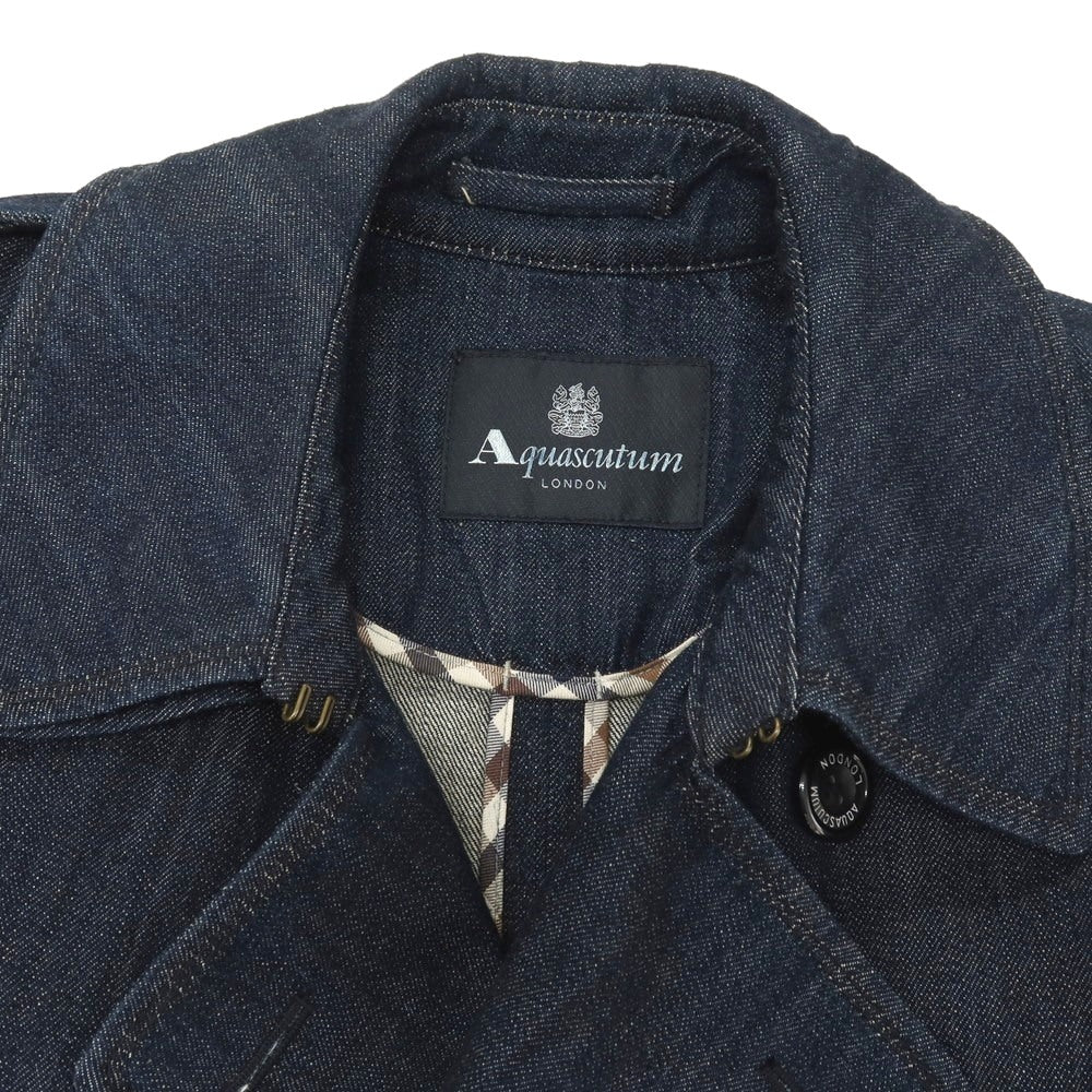 【中古】アクアスキュータム Aquascutum コットン デニム トレンチコート ネイビー【サイズ36】【 状態ランクB 】【 メンズ 】