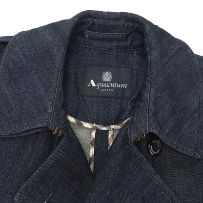 【中古】アクアスキュータム Aquascutum コットン デニム トレンチコート ネイビー【サイズ36】【 状態ランクB 】【 メンズ 】