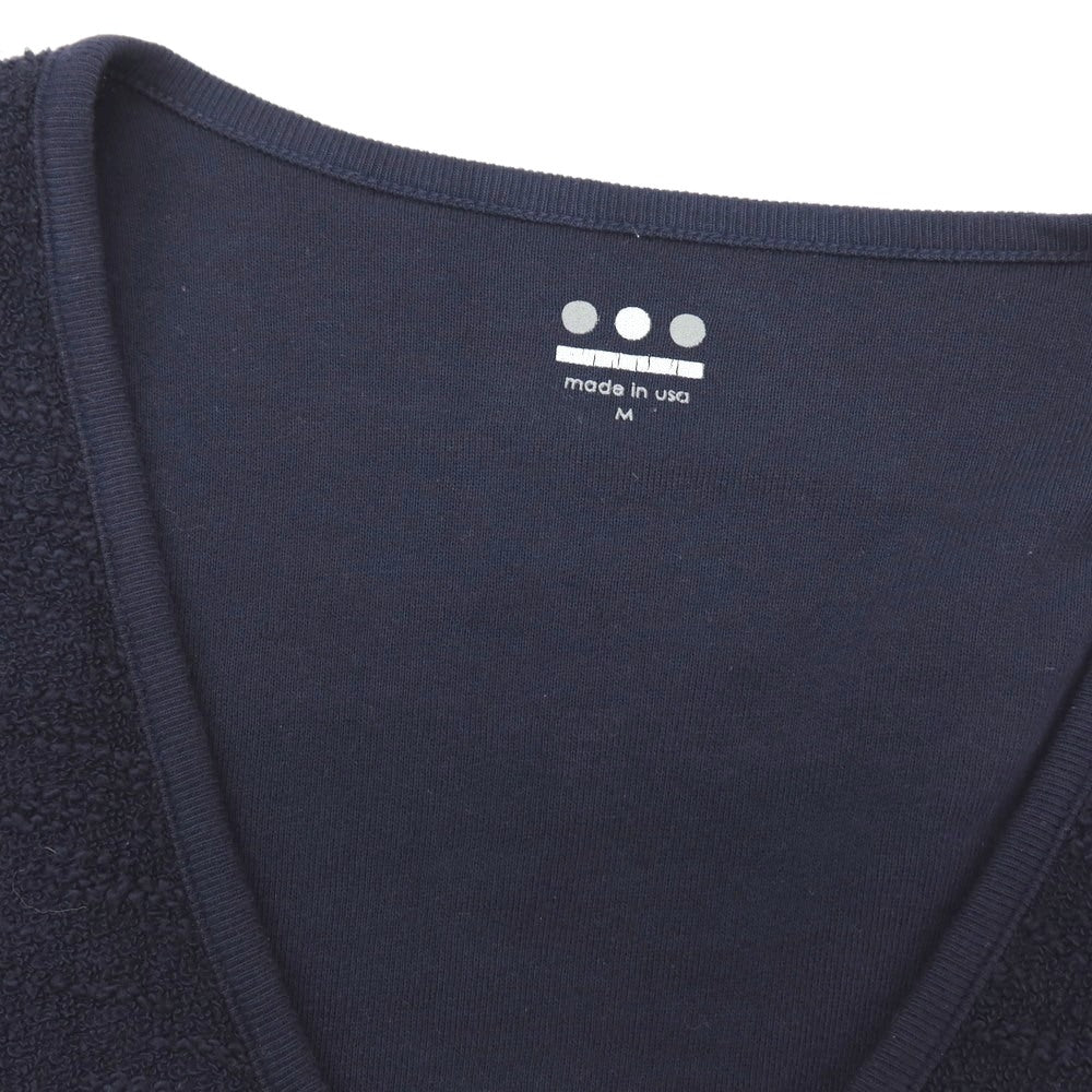 【中古】スリードッツ three dots コットン ダブルジップ カーディガン ネイビー【サイズM】【 状態ランクB 】【 メンズ 】