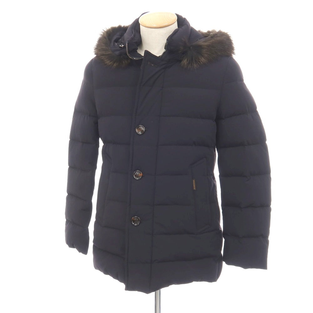 【中古】ムーレー MOORER ACQUA ナイロンポリウレタン ダウンジャケット ネイビー【サイズ42】【 状態ランクA 】【 メンズ 】