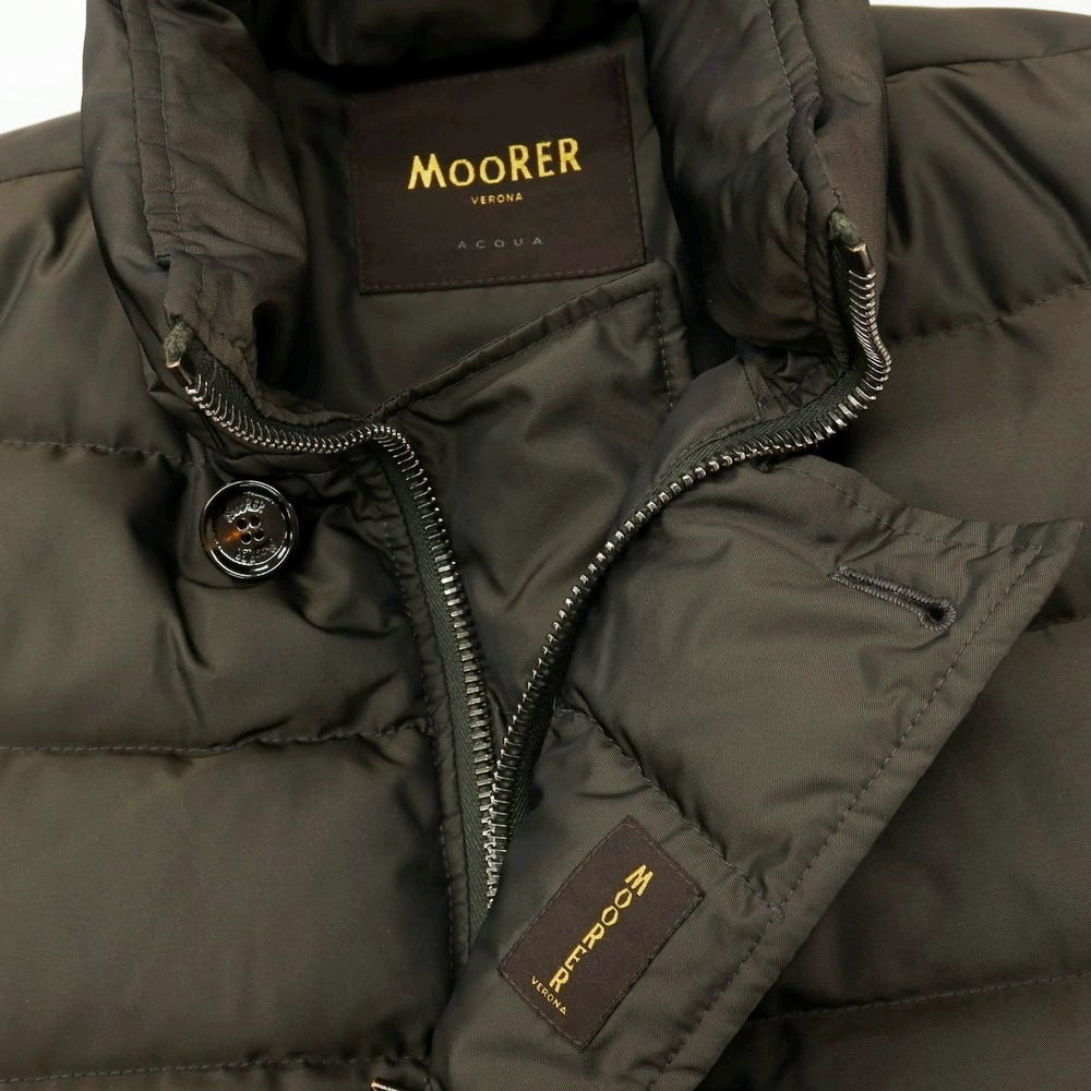 【中古】ムーレー MOORER ACQUA ポリエステル ダブルブレスト ダウンジャケット ダークオリーブグリーン【サイズ42】【 状態ランクC 】【 メンズ 】
