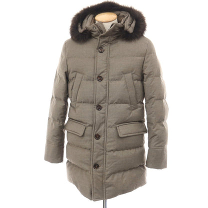 【中古】ムーレー MOORER ACQUA BARBIERI-LL ウールカシミヤポリウレタン ダウンコート ダークグレージュ系【サイズ42】【 状態ランクA 】【 メンズ 】