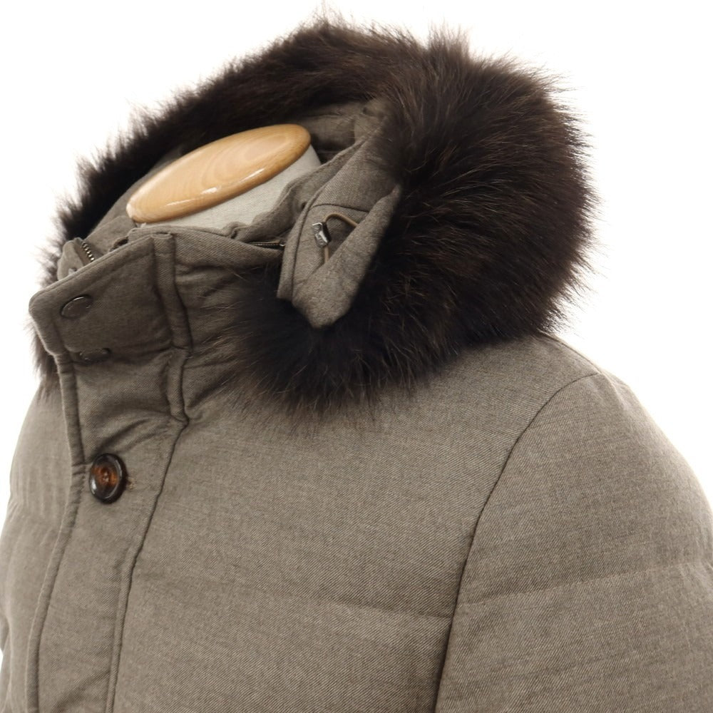 【中古】ムーレー MOORER ACQUA BARBIERI-LL ウールカシミヤポリウレタン ダウンコート ダークグレージュ系【サイズ42】【 状態ランクA 】【 メンズ 】