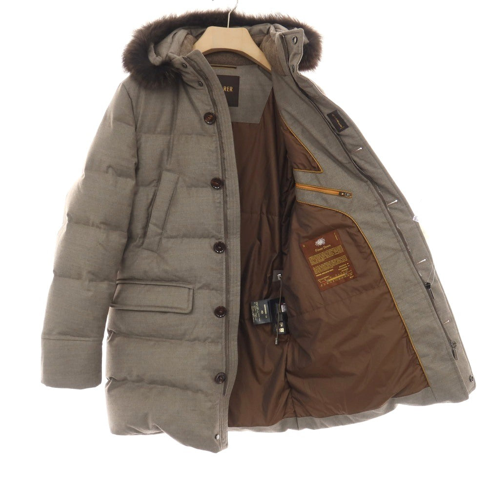 【中古】ムーレー MOORER ACQUA BARBIERI-LL ウールカシミヤポリウレタン ダウンコート ダークグレージュ系【サイズ42】【 状態ランクA 】【 メンズ 】