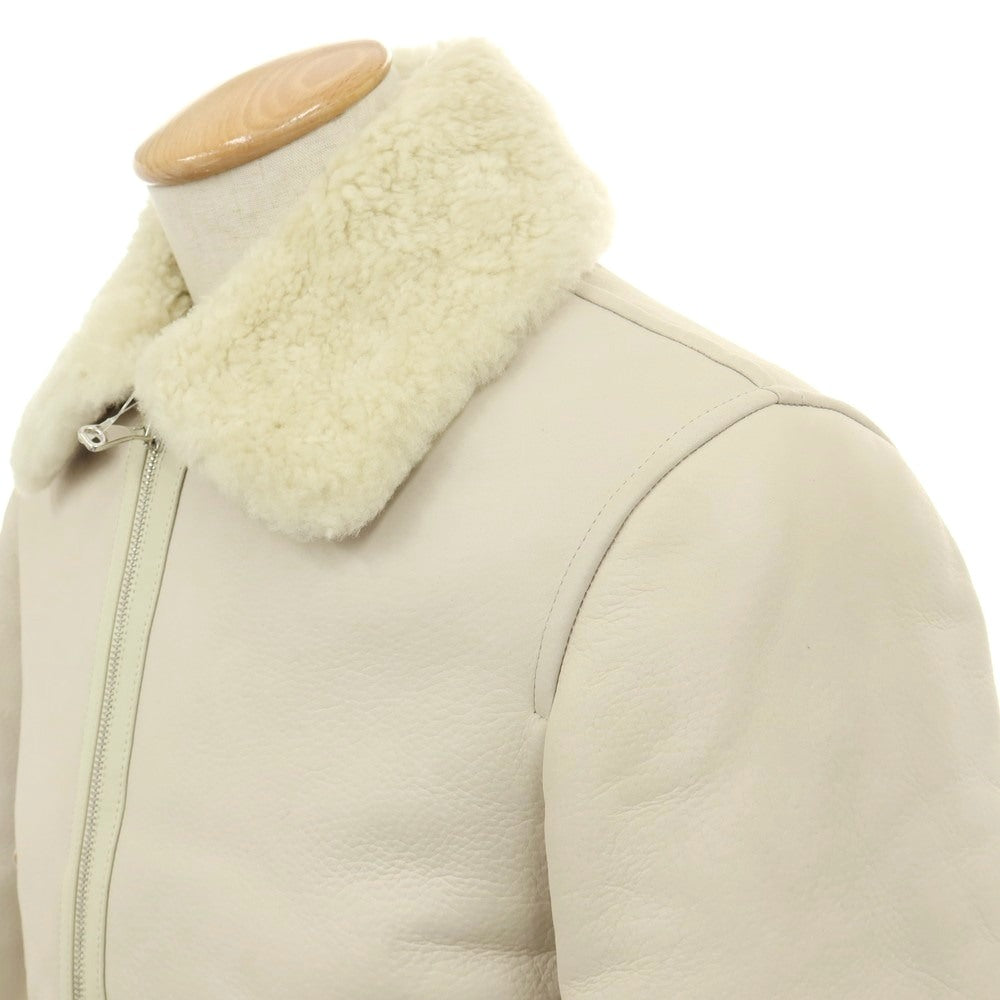 【中古】エンメティ EMMETI 羊革 ムートン ダブルジップ レザーブルゾン オフホワイト【サイズ44】【 状態ランクB 】【 メンズ 】