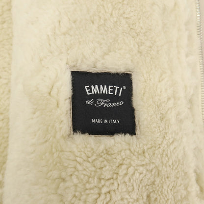 【中古】エンメティ EMMETI 羊革 ムートン ダブルジップ レザーブルゾン オフホワイト【サイズ44】【 状態ランクB 】【 メンズ 】