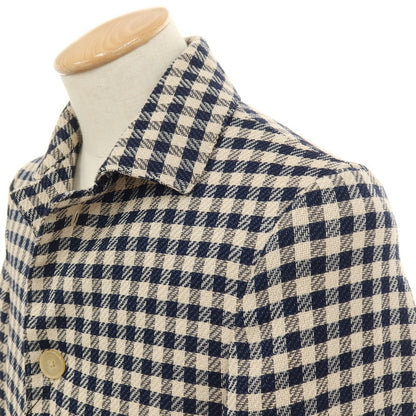 【中古】【未使用】ベルベスト Belvest ストレッチ コットンウール チェック ブルゾン ネイビーxベージュ【サイズ42】【 状態ランクS 】【 メンズ 】