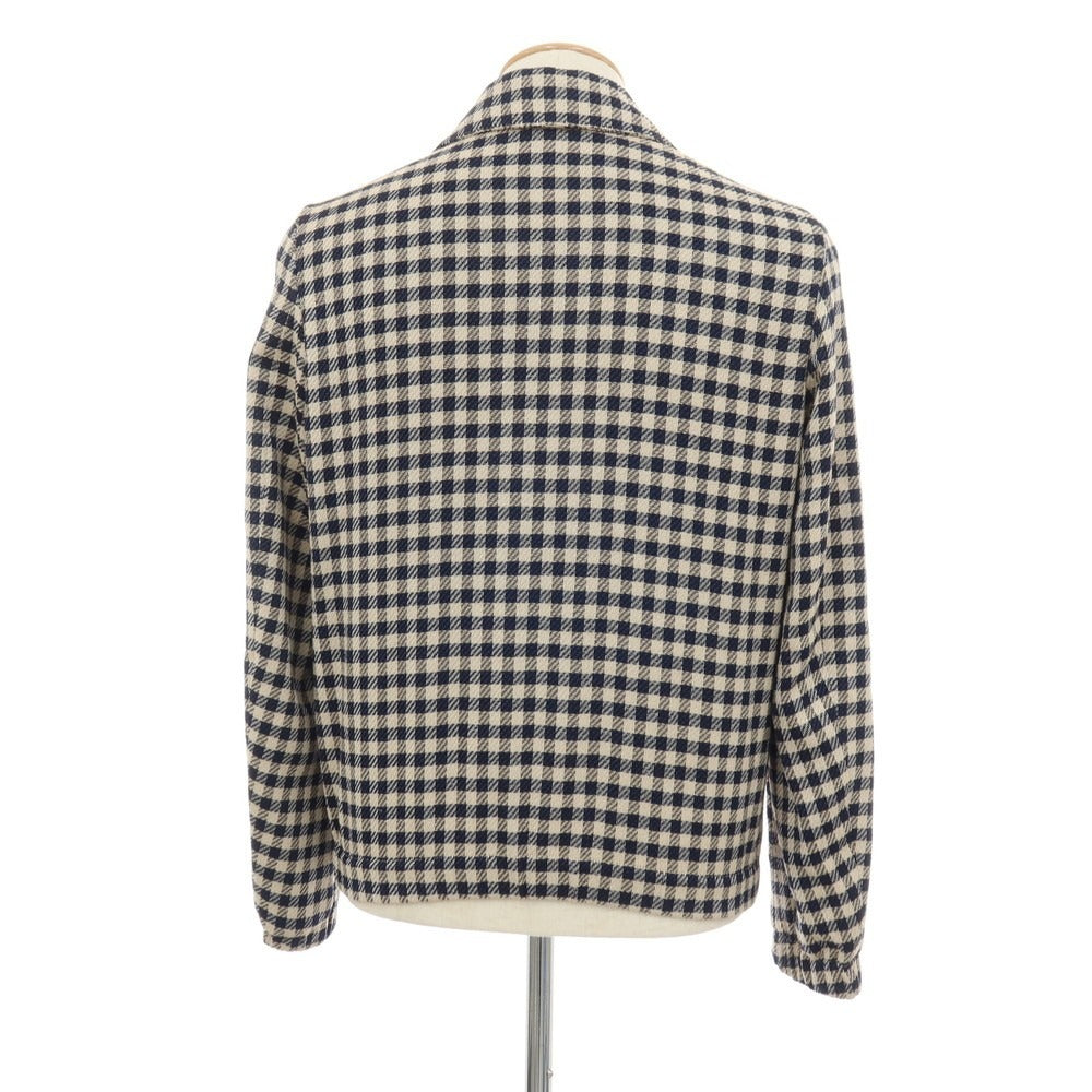 【中古】【未使用】ベルベスト Belvest ストレッチ コットンウール チェック ブルゾン ネイビーxベージュ【サイズ42】【 状態ランクS 】【 メンズ 】