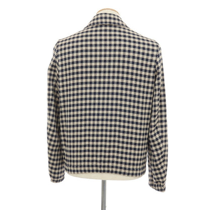【中古】【未使用】ベルベスト Belvest ストレッチ コットンウール チェック ブルゾン ネイビーxベージュ【サイズ42】【 状態ランクS 】【 メンズ 】