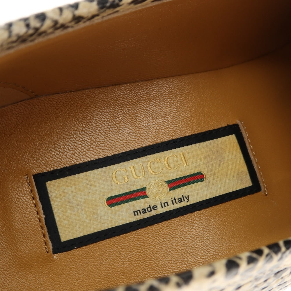 【中古】【未使用】グッチ GUCCI 65557919Y80 シェリーライン レザー ローファー ベージュxブラック【サイズ6 1/2】【 状態ランクS 】【 メンズ 】