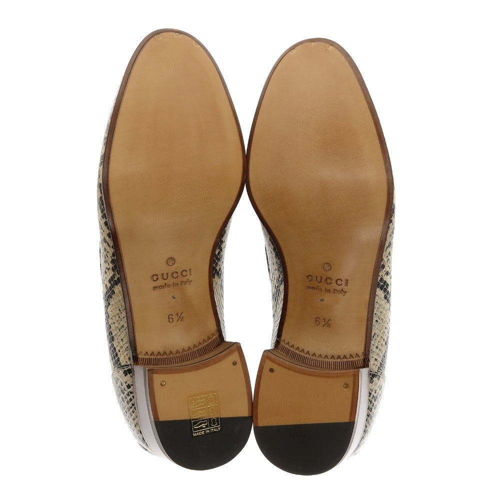 【中古】【未使用】グッチ GUCCI 65557919Y80 シェリーライン レザー ローファー ベージュxブラック【サイズ6 1/2】【 状態ランクS 】【 メンズ 】