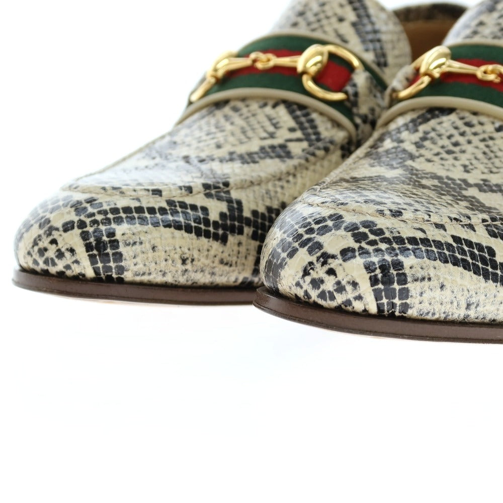 【中古】【未使用】グッチ GUCCI 65557919Y80 シェリーライン レザー ローファー ベージュxブラック【サイズ6 1/2】【 状態ランクS 】【 メンズ 】