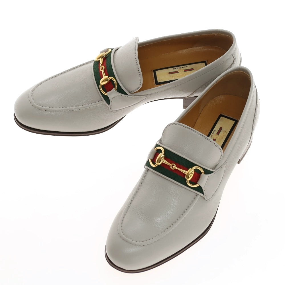 【中古】【未使用】グッチ GUCCI 6555790G0P0 シェリーライン レザー ローファー ライトグレー【サイズ6 1/2】【 状態ランクS 】【 メンズ 】