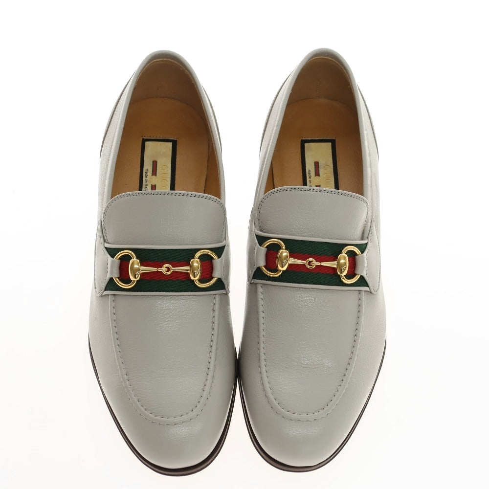 【中古】【未使用】グッチ GUCCI 6555790G0P0 シェリーライン レザー ローファー ライトグレー【サイズ6 1/2】【 状態ランクS 】【 メンズ 】