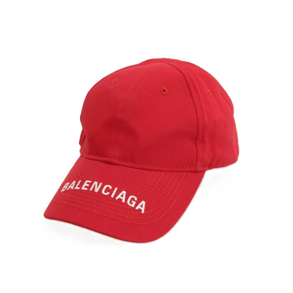 【中古】【未使用】バレンシアガ BALENCIAGA コットン キャップ 帽子 レッド【サイズL】【 状態ランクS 】【 メンズ 】