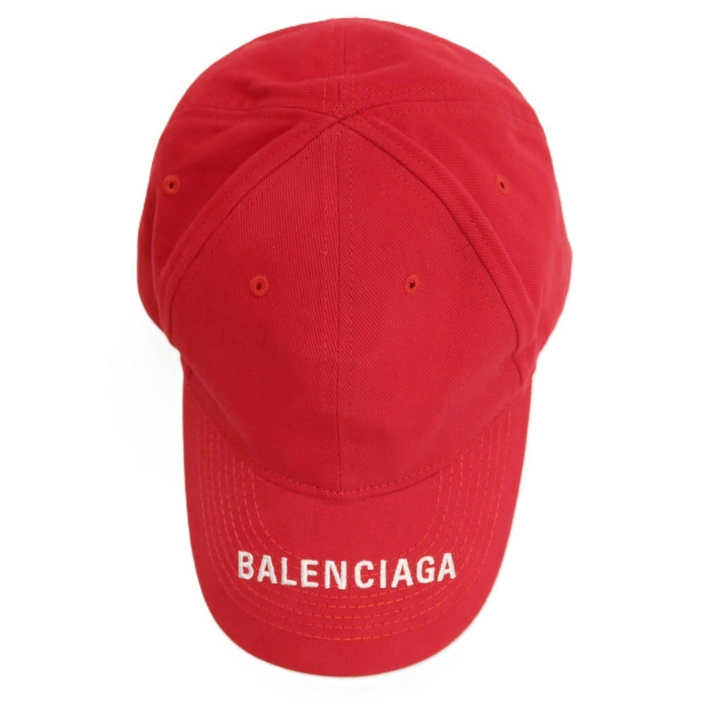 【中古】【未使用】バレンシアガ BALENCIAGA コットン キャップ 帽子 レッド【サイズL】【 状態ランクS 】【 メンズ 】