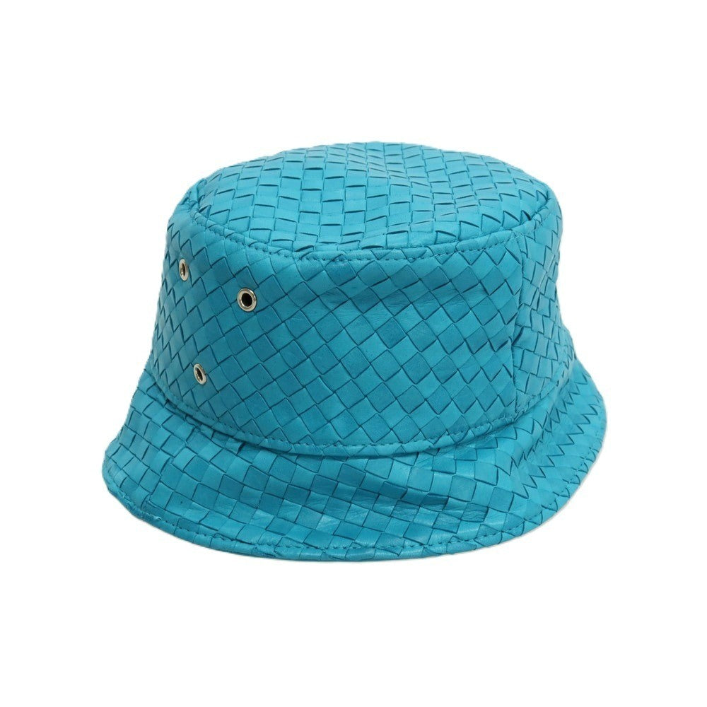 【中古】【未使用】ボッテガヴェネタ BOTTEGAVENETA 羊革 イントレチャート ナッパレザー バケットハット 帽子 ターコイズ【サイズM】【 状態ランクS 】【 メンズ 】