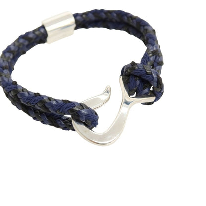 【中古】ボッテガヴェネタ BOTTEGAVENETA ナッパレザー×シルバー925 ブレスレット ネイビーxブラック【サイズM】【 状態ランクA 】【 ユニセックス 】