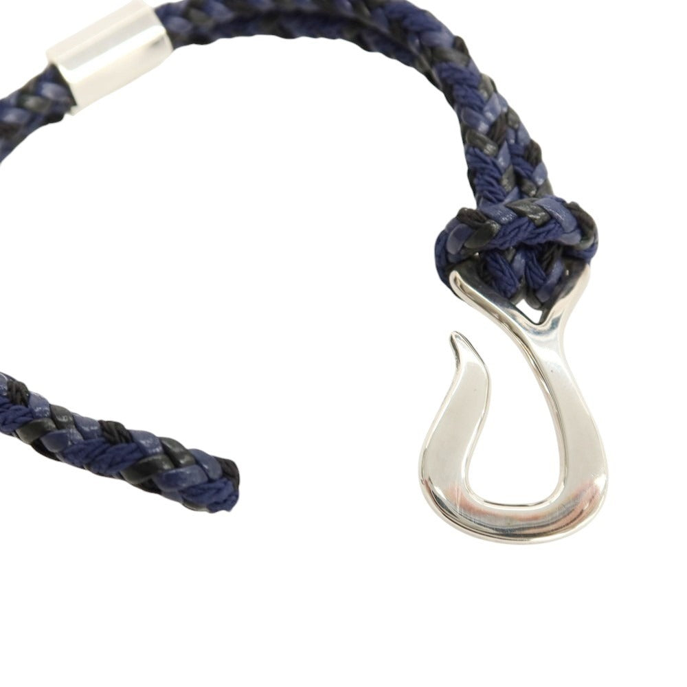 【中古】ボッテガヴェネタ BOTTEGAVENETA ナッパレザー×シルバー925 ブレスレット ネイビーxブラック【サイズM】【 状態ランクA 】【 ユニセックス 】