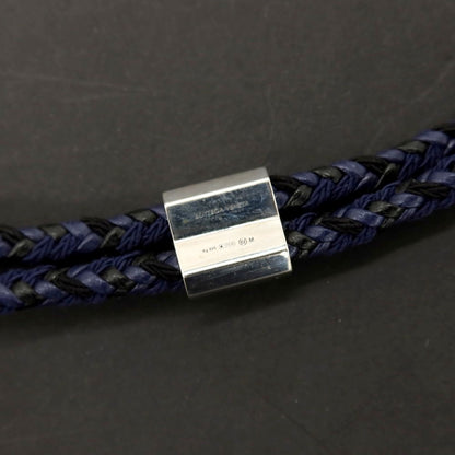 【中古】ボッテガヴェネタ BOTTEGAVENETA ナッパレザー×シルバー925 ブレスレット ネイビーxブラック【サイズM】【 状態ランクA 】【 ユニセックス 】