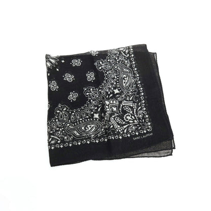 【中古】サンローランパリ SAINT LAURENT PARIS ウール系 ペイズリー スカーフ ブラックxホワイト【 状態ランクA 】【 メンズ 】