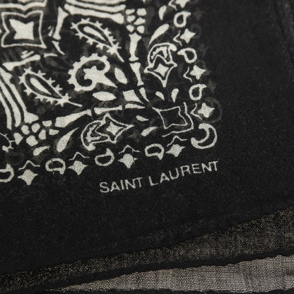 【中古】サンローランパリ SAINT LAURENT PARIS ウール系 ペイズリー スカーフ ブラックxホワイト【 状態ランクA 】【 メンズ 】