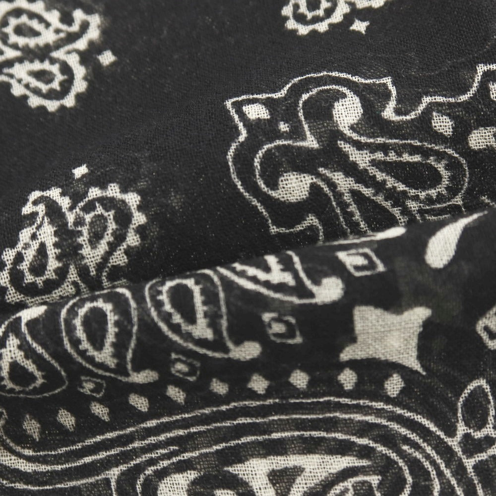 【中古】サンローランパリ SAINT LAURENT PARIS ウール系 ペイズリー スカーフ ブラックxホワイト【 状態ランクA 】【 メンズ 】