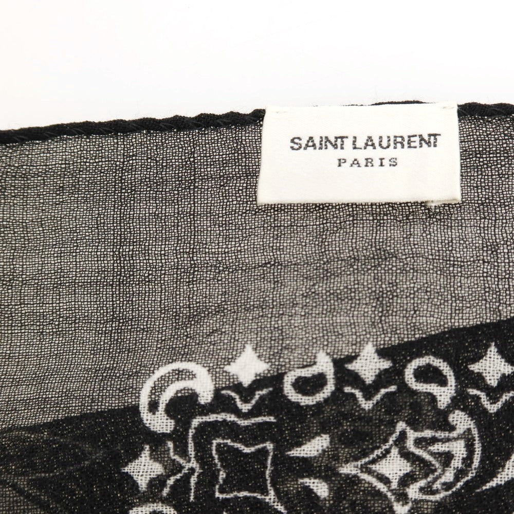 【中古】サンローランパリ SAINT LAURENT PARIS ウール系 ペイズリー スカーフ ブラックxホワイト【 状態ランクA 】【 メンズ 】