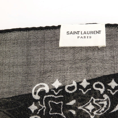 【中古】サンローランパリ SAINT LAURENT PARIS ウール系 ペイズリー スカーフ ブラックxホワイト【 状態ランクA 】【 メンズ 】