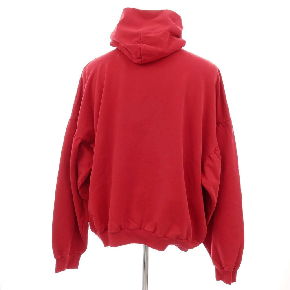 【中古】バレンシアガ BALENCIAGA ダメージ加工 コットン プルオーバー パーカー レッド【サイズ2】【 状態ランクA 】【 メンズ 】