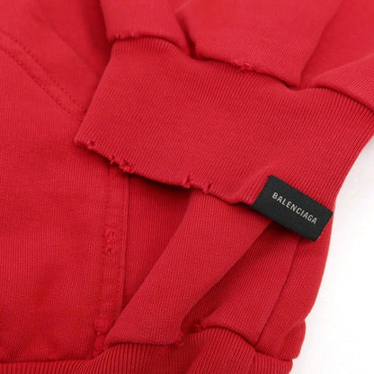 【中古】バレンシアガ BALENCIAGA ダメージ加工 コットン プルオーバー パーカー レッド【サイズ2】【 状態ランクA 】【 メンズ 】