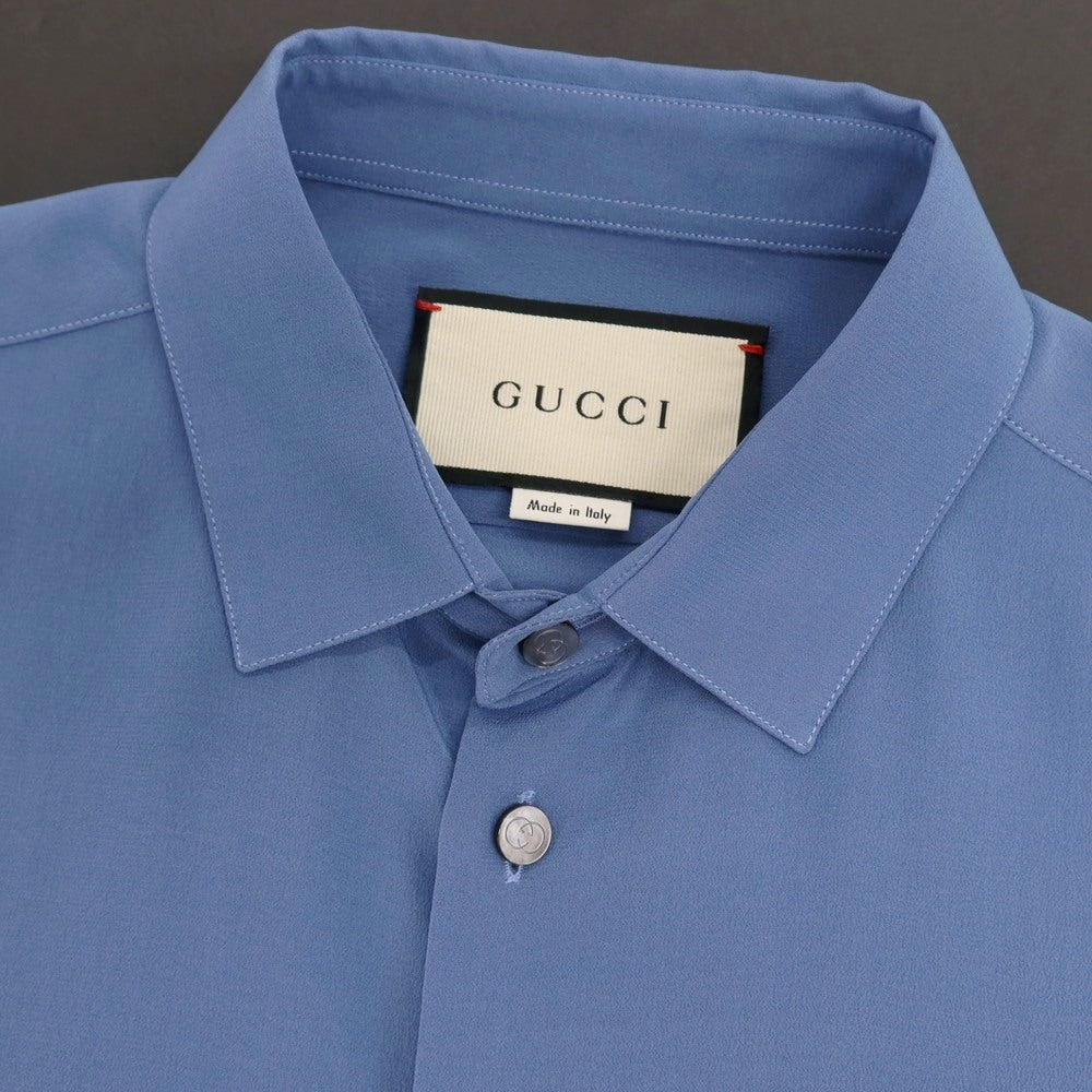 【中古】グッチ GUCCI シルク カジュアルシャツ ブルー【サイズ44】【 状態ランクD 】【 メンズ 】