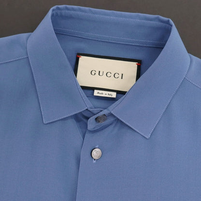 【中古】グッチ GUCCI シルク カジュアルシャツ ブルー【サイズ44】【 状態ランクD 】【 メンズ 】