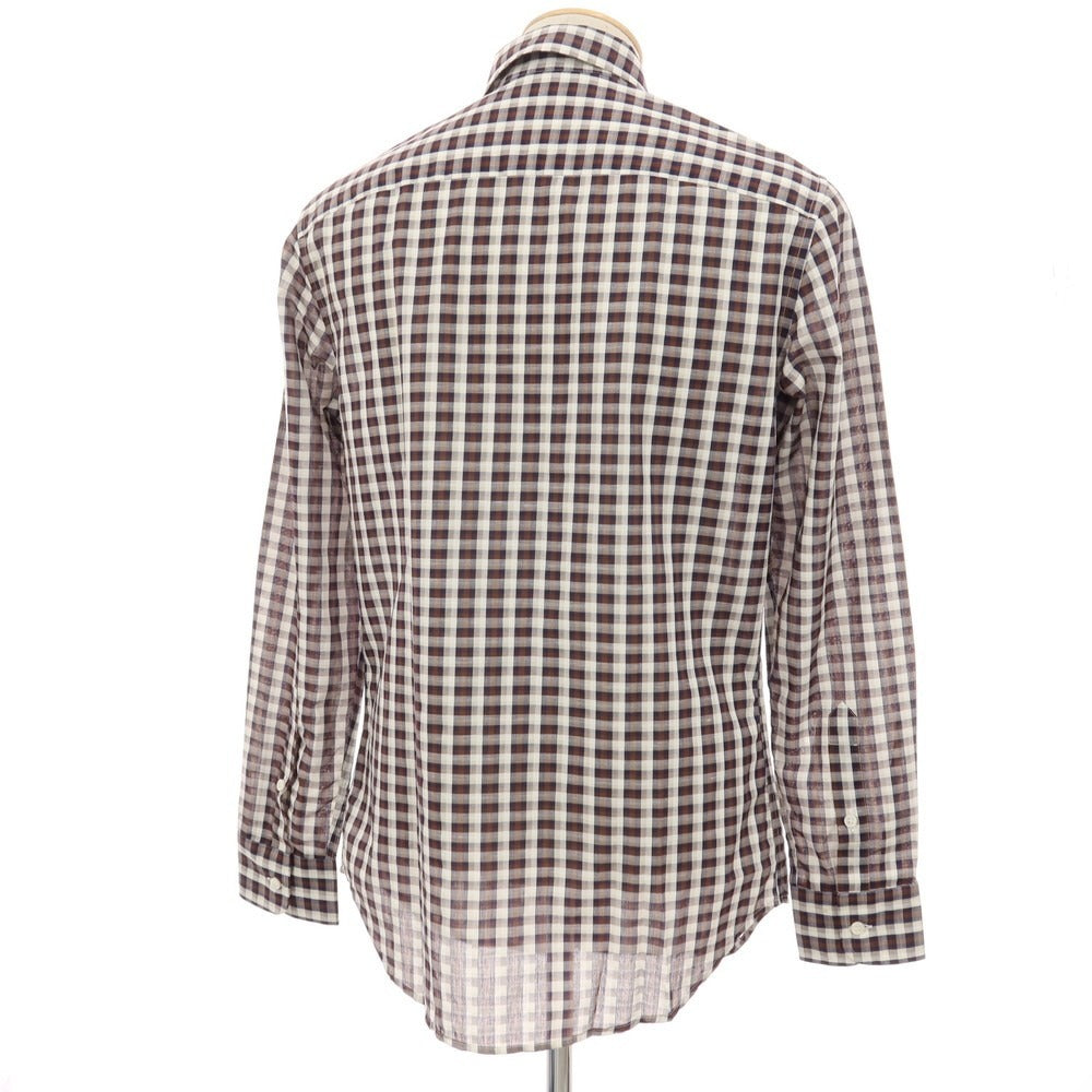 中古】【未使用】ブリオーニ Brioni コットンリネン チェック 隠し