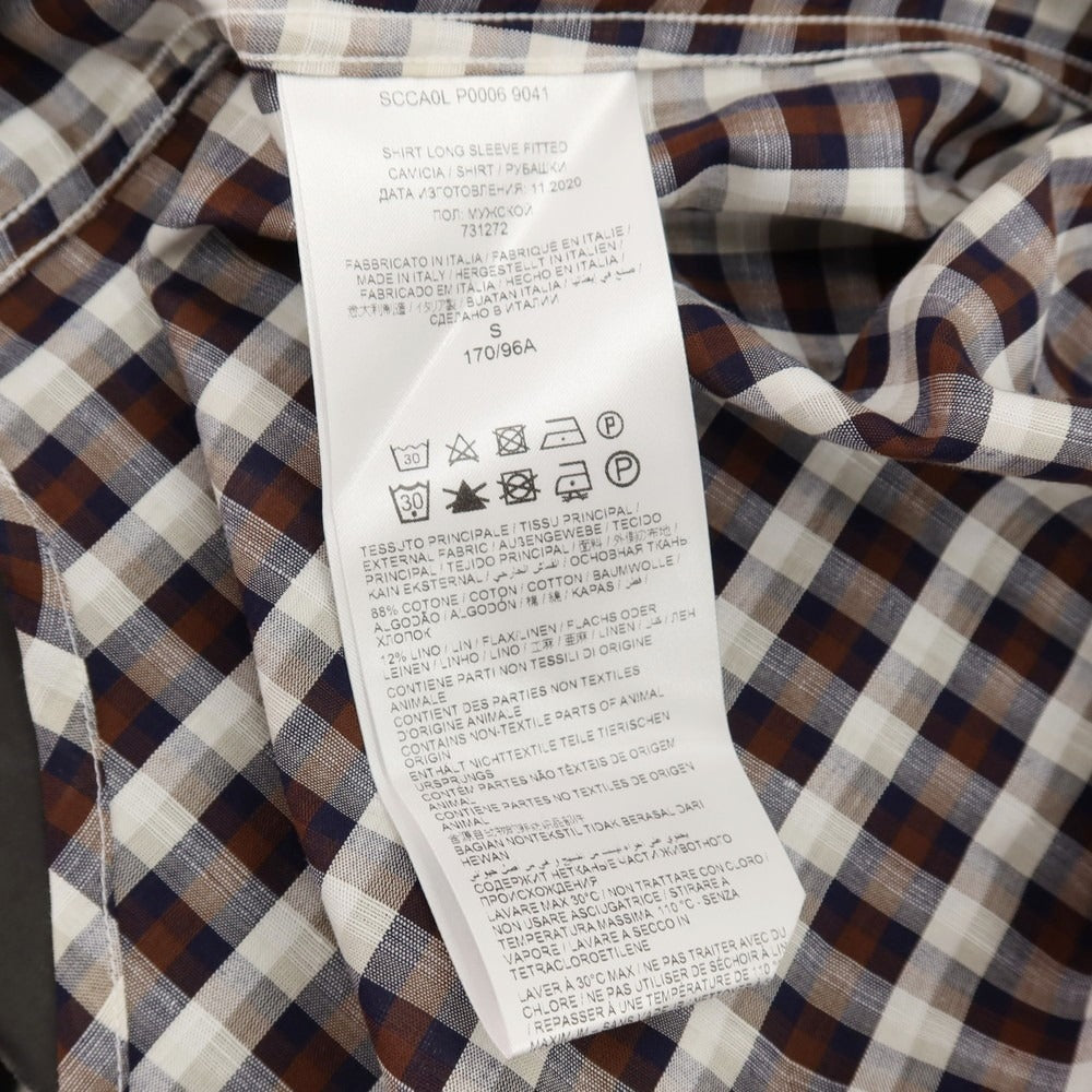 中古】【未使用】ブリオーニ Brioni コットンリネン チェック 隠し