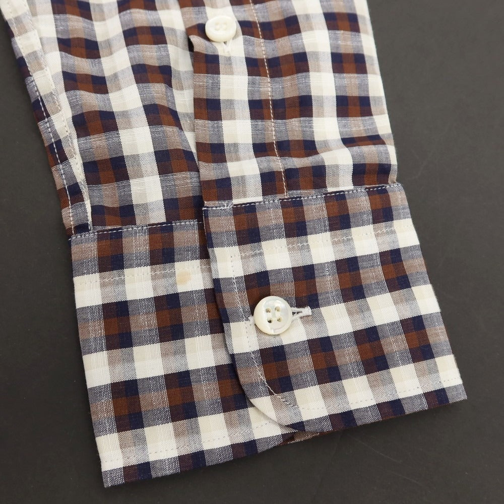 中古】【未使用】ブリオーニ Brioni コットンリネン チェック 隠し