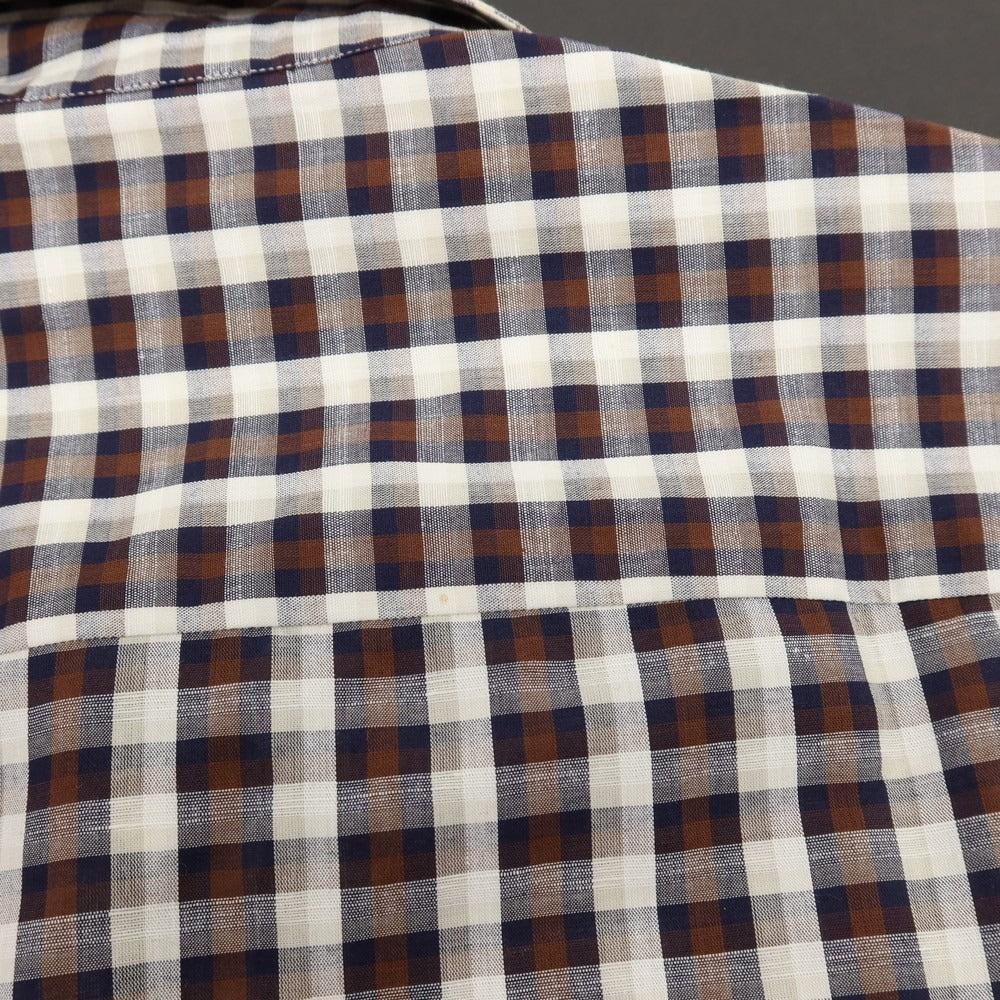 中古】【未使用】ブリオーニ Brioni コットンリネン チェック 隠し