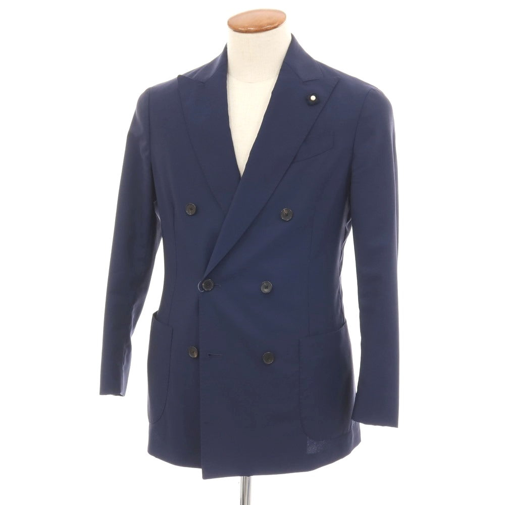 【中古】ラルディーニ LARDINI ウール ダブル6B テーラードジャケット ネイビー【サイズ46 7REG】【 状態ランクB 】【 メンズ 】