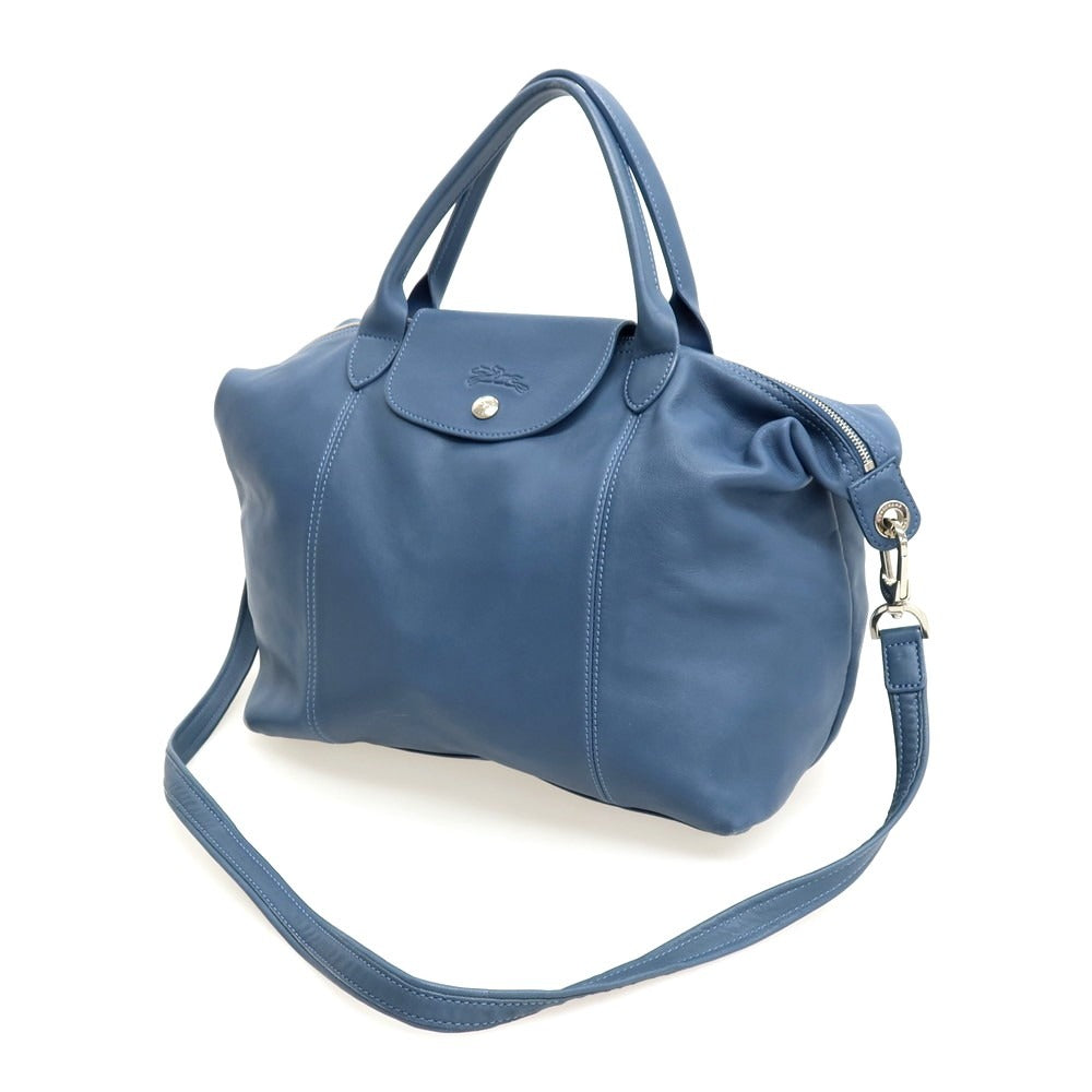 【中古】ロンシャン Longchamp レザー 2way トートバッグ ダルブルー【 状態ランクC 】【 ユニセックス 】