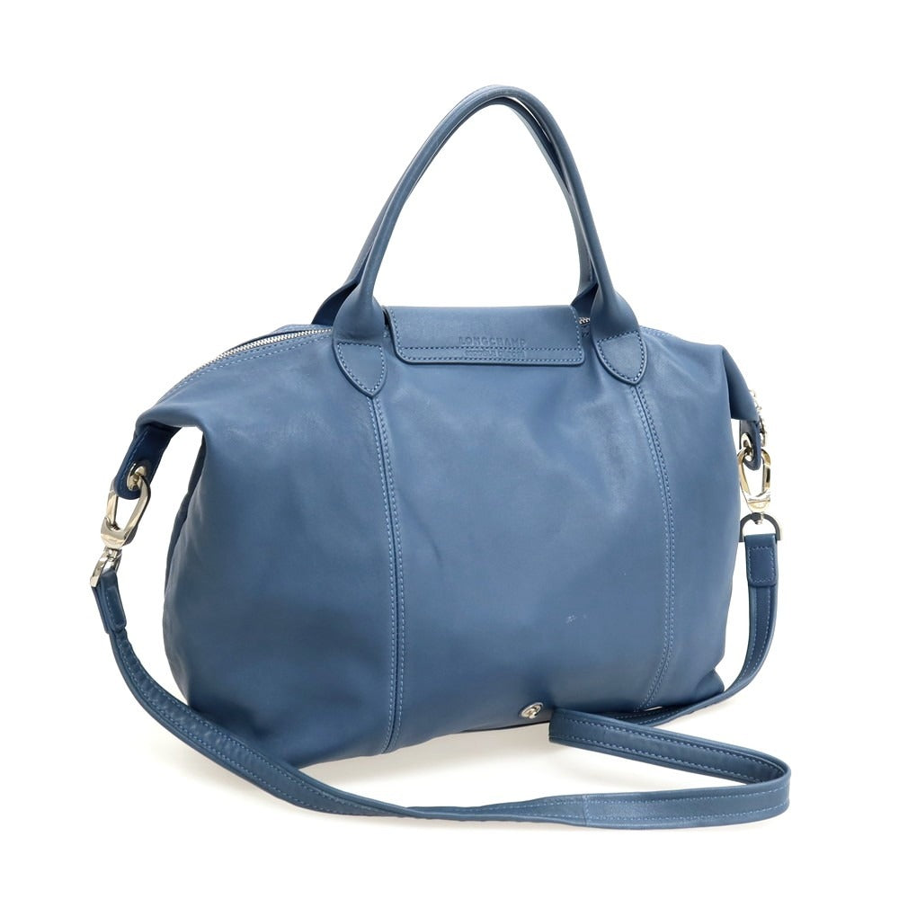 【中古】ロンシャン Longchamp レザー 2way トートバッグ ダルブルー【 状態ランクC 】【 ユニセックス 】
