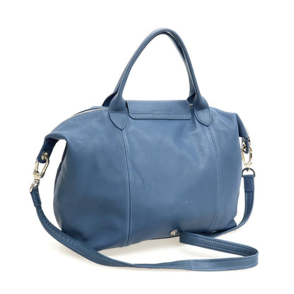 【中古】ロンシャン Longchamp レザー 2way トートバッグ ダルブルー【 状態ランクC 】【 ユニセックス 】