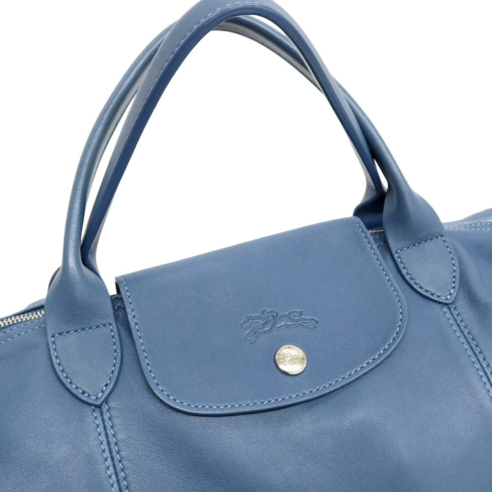 【中古】ロンシャン Longchamp レザー 2way トートバッグ ダルブルー【 状態ランクC 】【 ユニセックス 】