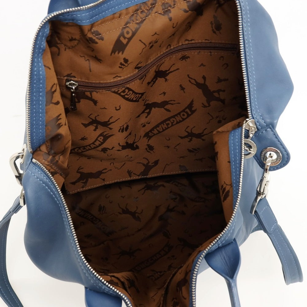 【中古】ロンシャン Longchamp レザー 2way トートバッグ ダルブルー【 状態ランクC 】【 ユニセックス 】