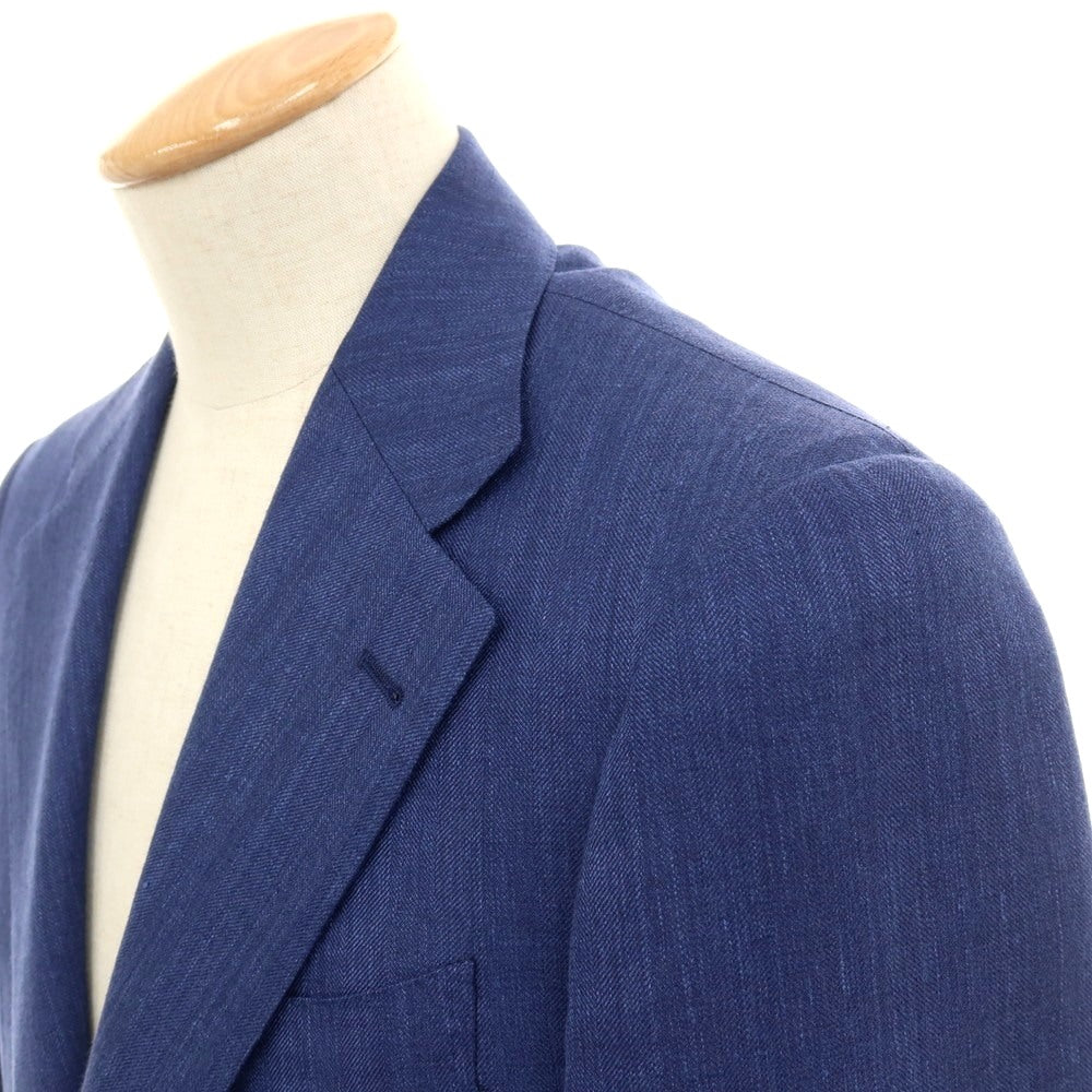 【中古】サルトリア ラファニエロ Sartoria Raffaniello ウールシルクリネン 3B テーラードジャケット ネイビー【サイズ44】【 状態ランクB 】【 メンズ 】