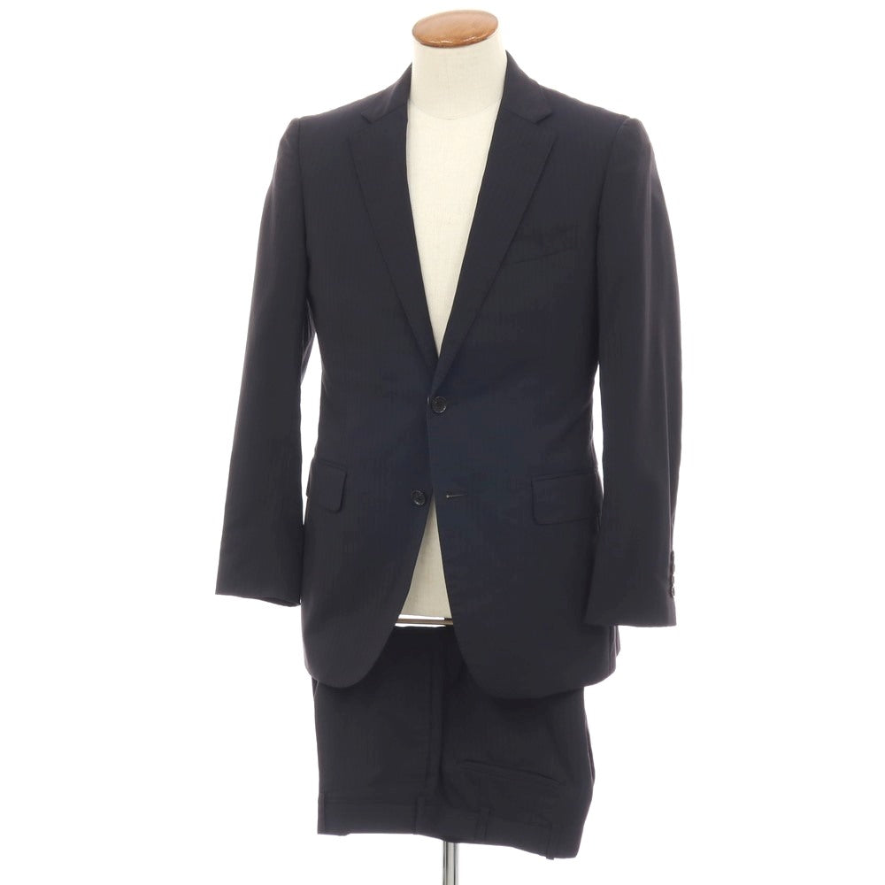 【中古】ポールスチュアート PAUL STUART ウール ストライプ 2つボタンスーツ ネイビー【サイズ46】【 状態ランクC 】【 メンズ 】